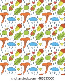 Hand drawn seamless fall autumn pattern