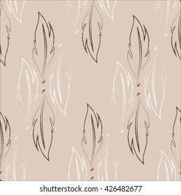 hand drawn seamless feather pattern