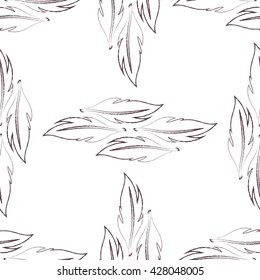 hand drawn  seamless feather pattern