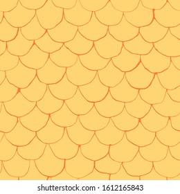 Hand drawn seamless fish scale pattern, easy style