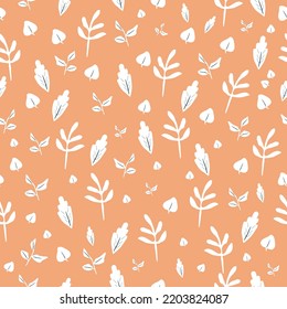 Hand drawn seamless floral botanical autumn leaves for wallpaper fabric textile social media greetings card. Hand drawn fall elements