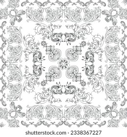 Hand drawn seamless floral pattern on a white background, vector textile template.