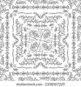 Hand drawn seamless floral pattern on a white background, vector textile template.