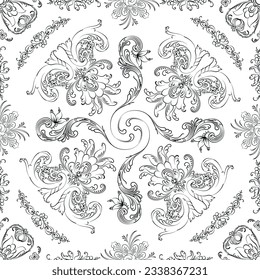 Hand drawn seamless floral pattern on a white background, vector textile template.