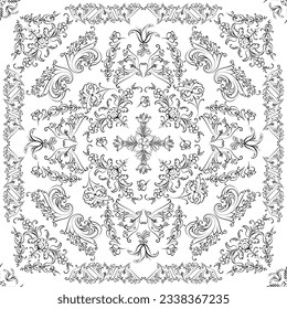 Hand drawn seamless floral pattern on a white background, vector textile template.