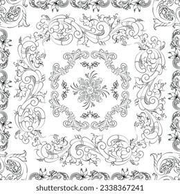 Hand drawn seamless floral pattern on a white background, vector textile template.