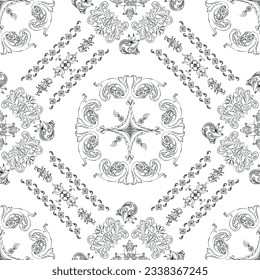 Hand drawn seamless floral pattern on a white background, vector textile template.