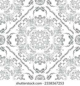 Hand drawn seamless floral pattern on a white background, vector textile template.