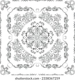 Hand drawn seamless floral pattern on a white background, vector textile template.