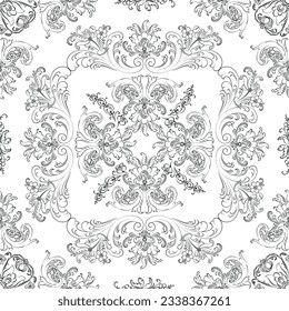 Hand drawn seamless floral pattern on a white background, vector textile template.