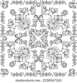 Hand drawn seamless floral pattern on a white background, vector textile template.