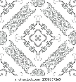 Hand drawn seamless floral pattern on a white background, vector textile template.