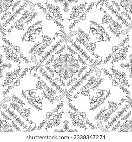 Hand drawn seamless floral pattern on a white background, vector textile template.