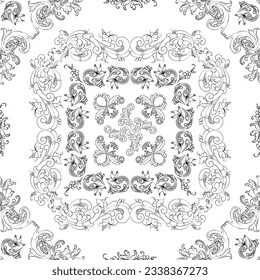 Hand drawn seamless floral pattern on a white background, vector textile template.