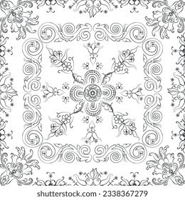 Hand drawn seamless floral pattern on a white background, vector textile template.