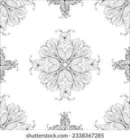 Hand drawn seamless floral pattern on a white background, vector textile template.