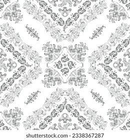 Hand drawn seamless floral pattern on a white background, vector textile template.