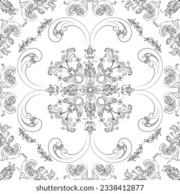 Hand drawn seamless floral pattern on a white background, vector textile template.