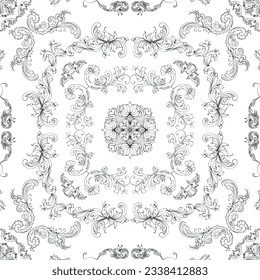 Hand drawn seamless floral pattern on a white background, vector textile template.