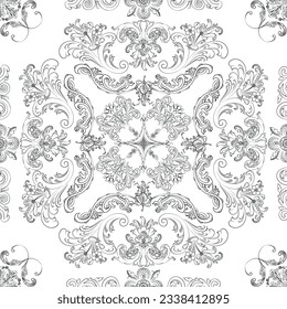 Hand drawn seamless floral pattern on a white background, vector textile template.