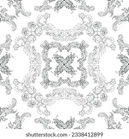 Hand drawn seamless floral pattern on a white background, vector textile template.