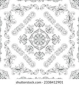 Hand drawn seamless floral pattern on a white background, vector textile template.