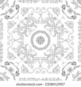 Hand drawn seamless floral pattern on a white background, vector textile template.