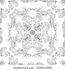 Hand drawn seamless floral pattern on a white background, vector textile template.