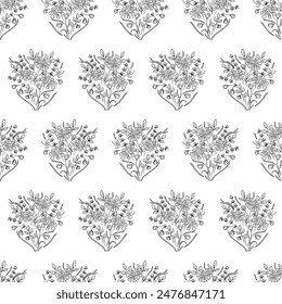 Hand drawn seamless floral pattern. Liner