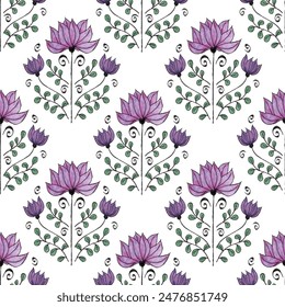 Dibujado a mano sin patrón floral. Revestimiento y lápices