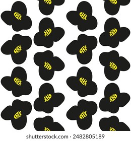 hand drawn seamless floral pattern, black flowers for your craft paper, packaging design, textile