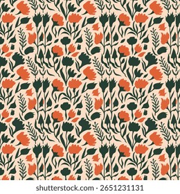 Hand drawn seamless floral pattern background.