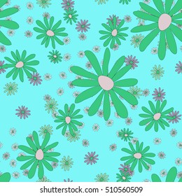 hand drawn seamless floral pattern with daisy flowers. Good for fabric, textile, wrapping, cards