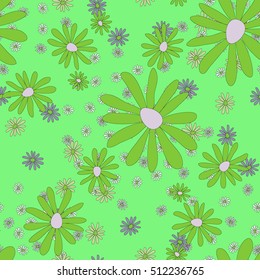 hand drawn seamless floral pattern with daisy flowers. Good for fabric, textile, wrapping, cards