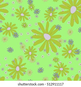 hand drawn seamless floral pattern with daisy flowers. Good for fabric, textile, wrapping, cards