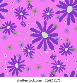 hand drawn seamless floral pattern with daisy flowers. Good for fabric, textile, wrapping, cards