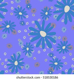 hand drawn seamless floral pattern with daisy flowers on dark background. Good for fabric, textile, wrapping, cards