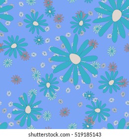 hand drawn seamless floral pattern with daisy flowers. Good for fabric, textile, wrapping, cards