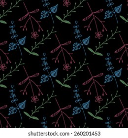 Hand drawn seamless floral vector pattern