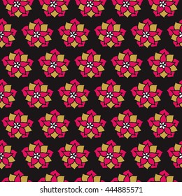 Hand drawn seamless floral vintage pattern. Vector image in retro style. Apparel design, poster background.