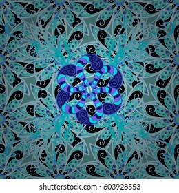 Hand drawn seamless flower illustration. Seamless pattern abstract floral background. Vector sketch of many abstract flowers in colors.