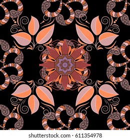 Hand drawn seamless flower illustration. Seamless pattern abstract floral background.  