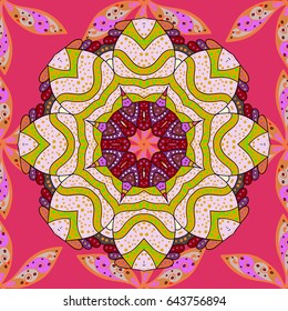 Hand drawn seamless flower illustration. Seamless pattern abstract floral background. Vector sketch of many abstract flowers in colors.