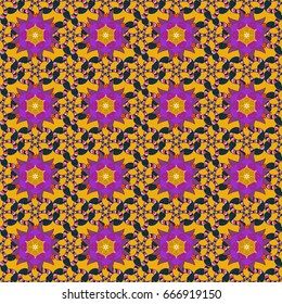 Hand drawn seamless flower illustration. Seamless pattern abstract floral background. Vector sketch of many abstract flowers in colors.