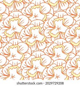 Hand drawn seamless flower pattern.  Cute beige and white floral elements in doodle style. Vector illustration.