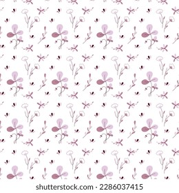 Patrón de flores sin soldadura dibujado a mano sobre un fondo transparente
