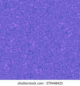 Hand drawn seamless Flower pattern. Doodle style.