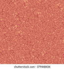 Hand drawn seamless Flower pattern. Doodle style