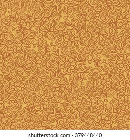 Hand drawn seamless Flower pattern. Doodle style.