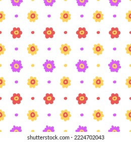 Fondo vectorial de flores sin costura dibujado a mano. Niños dibujando flores de color.